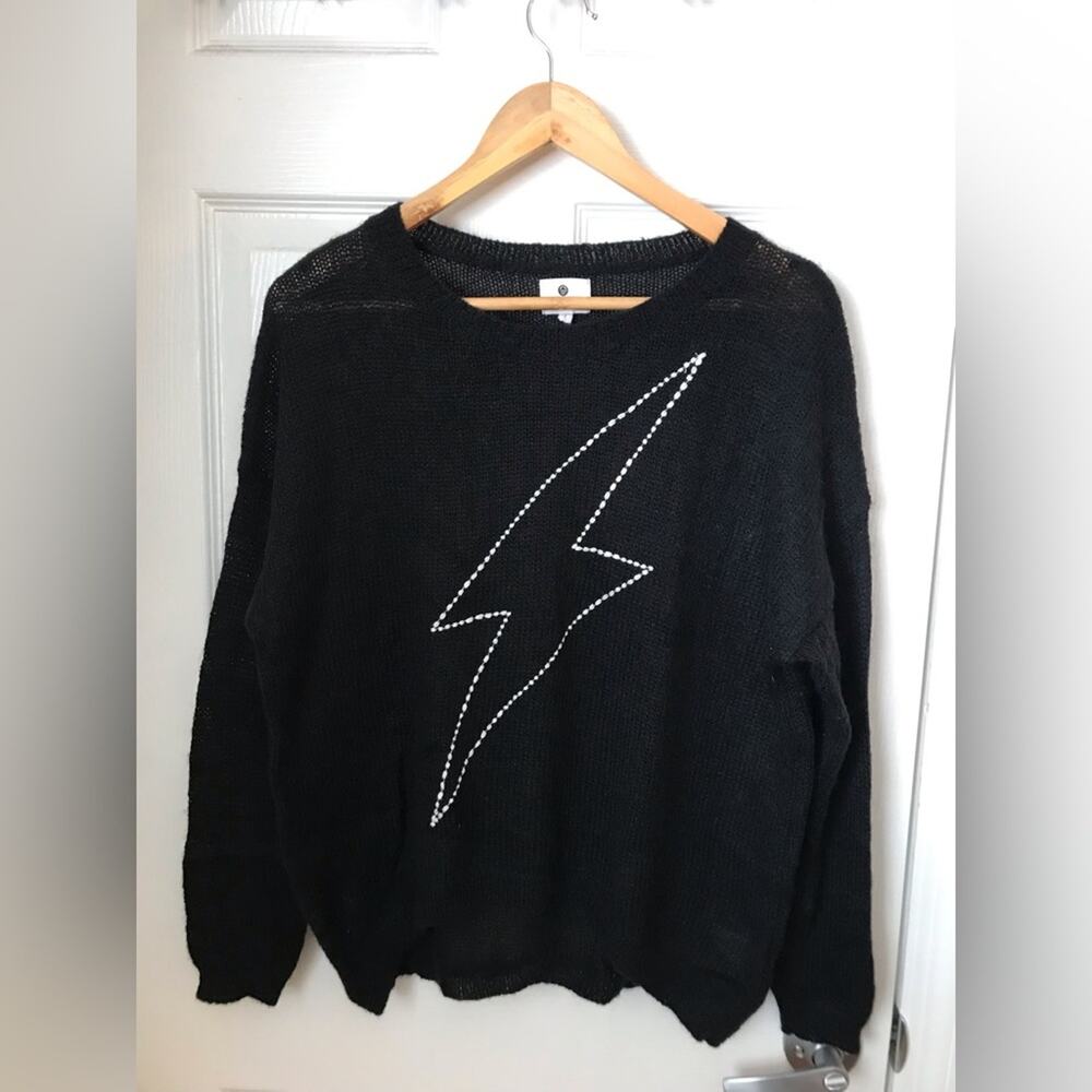 Sundry Lightning Bolt⚡️Embroidered Sweater Wool Mohair Size 1/ Small.
